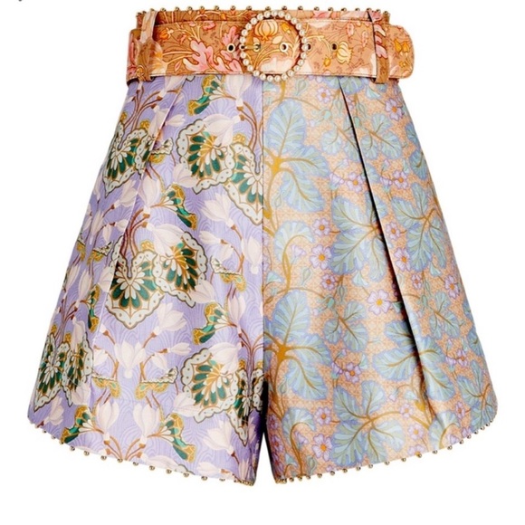 Zimmermann Pants - Zimmermann Kaleidoscope Belted Embellished Linen Silk Shorts NWOT